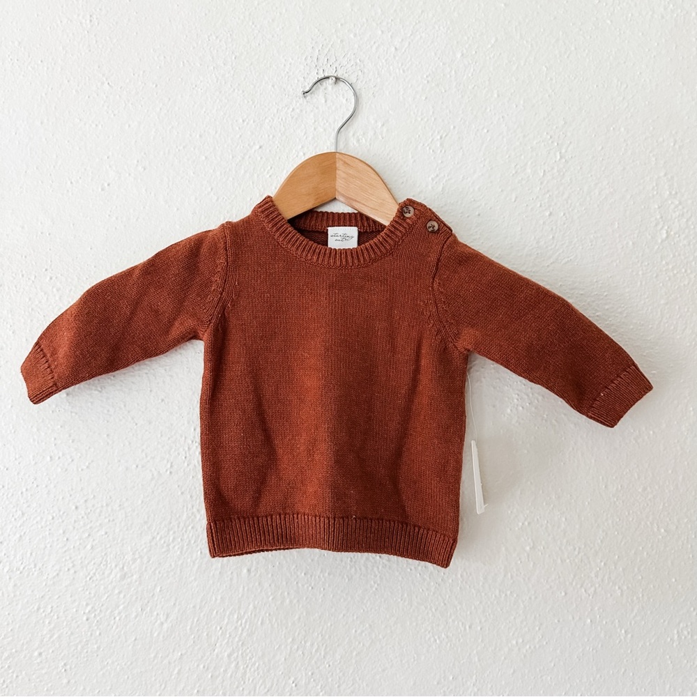 Starting Out Baby Boy Cotton Chestnut Brown Sweater, sz 3-6m